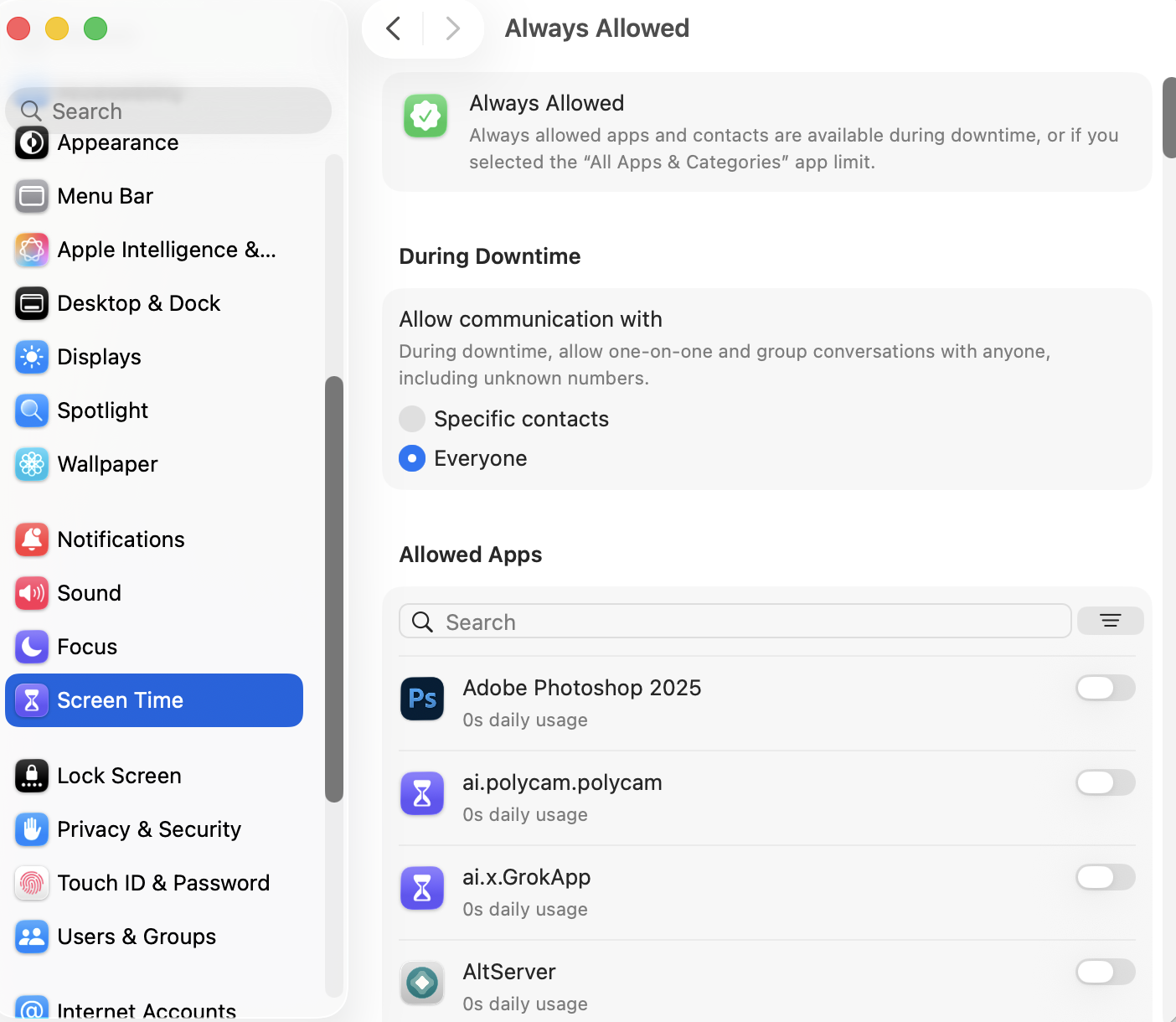 برنامههای مجاز برای استفاده توسط والدین