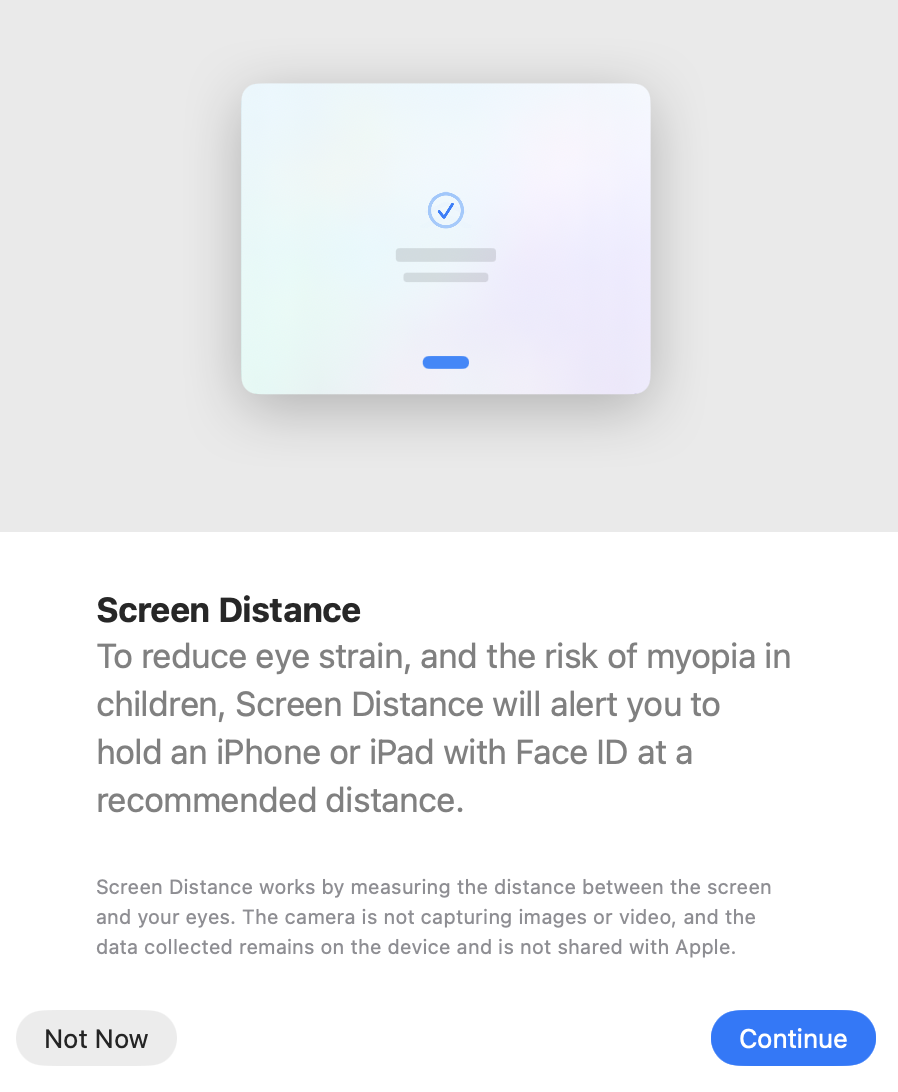 ویژگی Screen Distance برای نزدیک نشدن چشم به صفحه نمایش