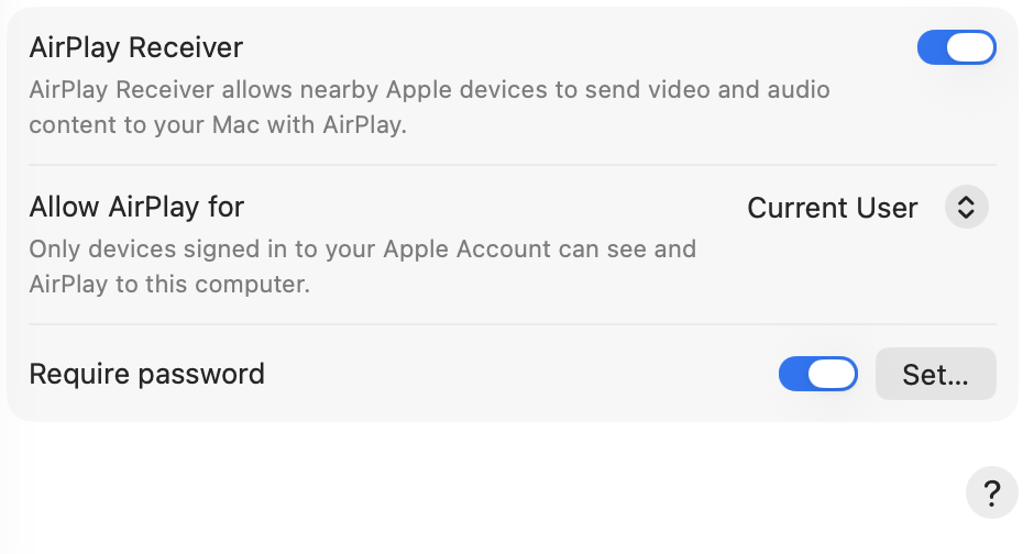 فعال کردن Airplay روی مک او اس 26