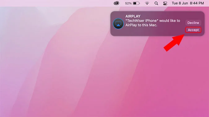 نمایش نوتیفیکیشن AirPlay روی مک