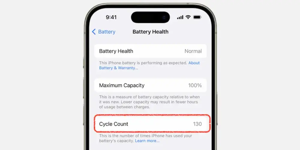 چگونه سایکل باتری یا تعداد دفعات شارژ شدن آیفون را بررسی کنیم؟