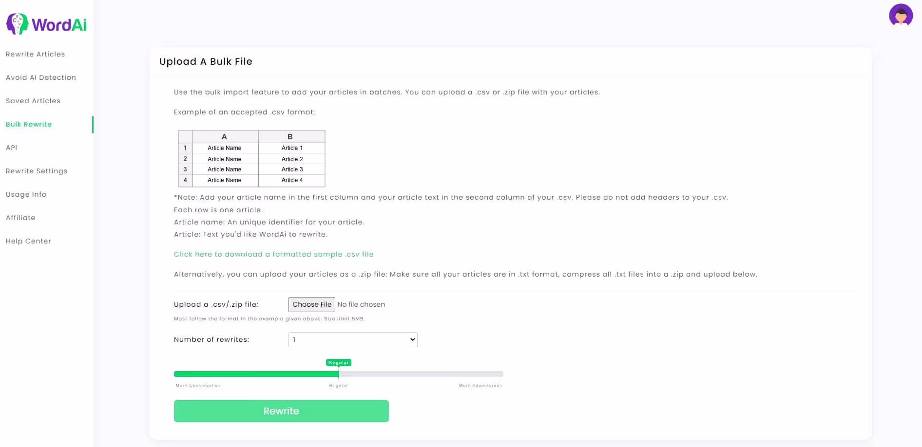 بازنویسی گروهی مقالات با WordAI