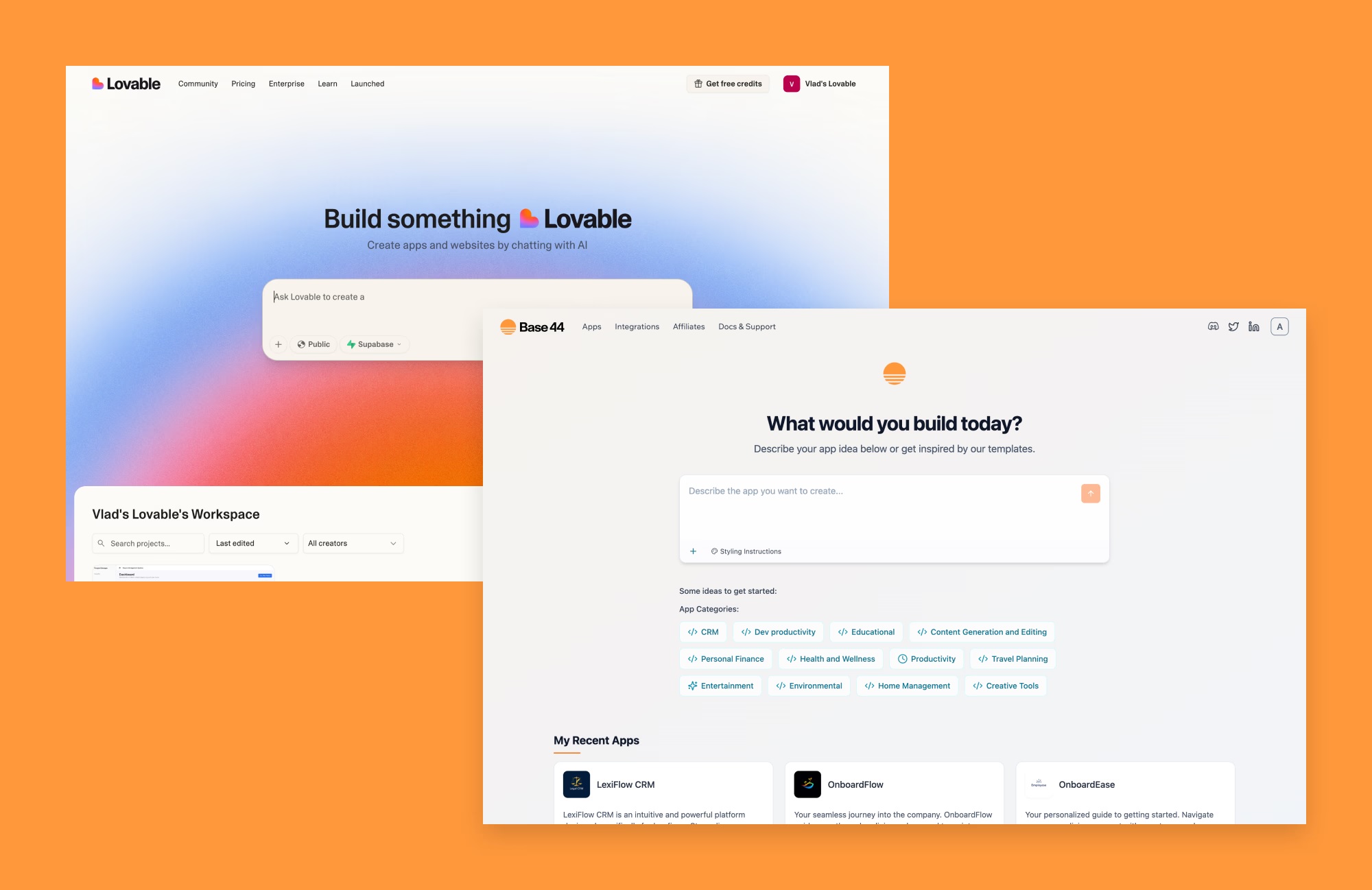 مقایسه Base44 و Lovable