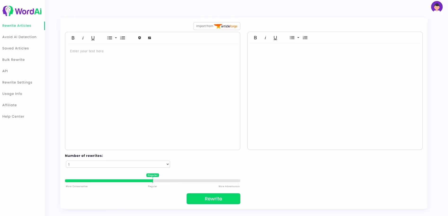 ویژگیهای کلیدی WordAI