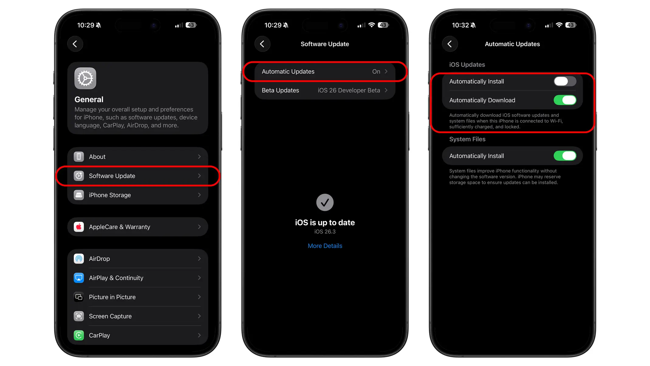 غیرفعال کردن آپدیت خودکار iOS 26